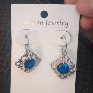 ♥️ D 5 / $20 Elegant Blue Silver Earrings